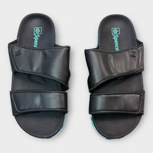 Spenco Kholo Nuevo Slide Sandal Womens Size 9B Black/Blue Camo Adjustable Upper